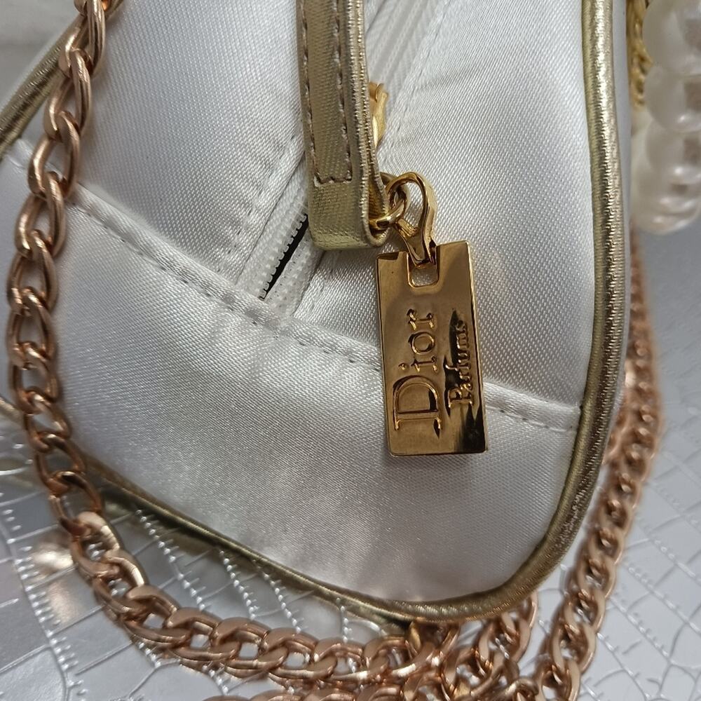 Dior Crossbody Bag WHITE CRESENT Bag PEARLS STRAND converted CD Cosmetic Wedding - Picture 9 of 16